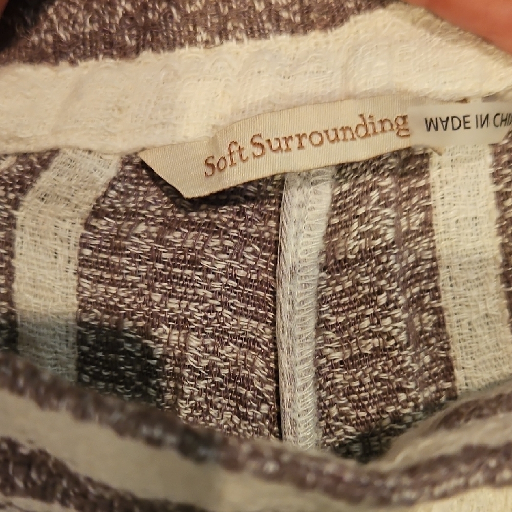 111p Soft Surroundings Beige and Brown Striped Pants - Picture 4 of 8